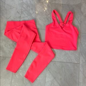 ALO Yoga Red and Pink Athletic Set for Workouts